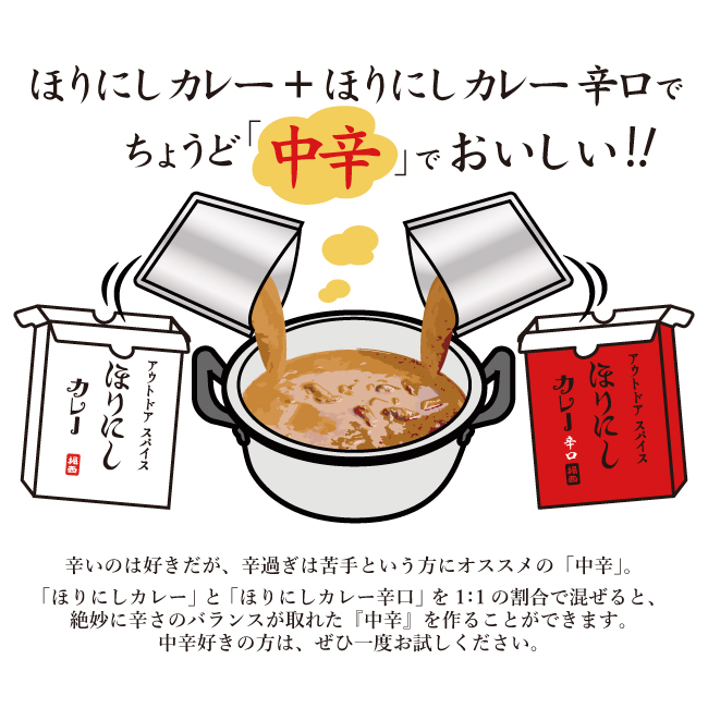 アウトドアスパイス「ほりにし」カレー 白赤 各3個セット